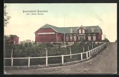 AK Brekendorf, Bahnhofshotel mit Garten