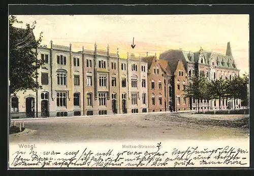 AK Wesel, Wohnhäuser in der Moltke-Strasse