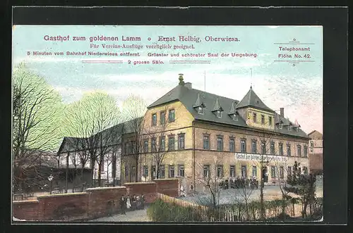 AK Oberwiesa, Gasthof zum goldenen Lamm