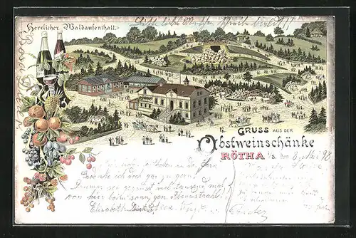 Lithographie Rötha i. S., Restaurant Obstweinschänke