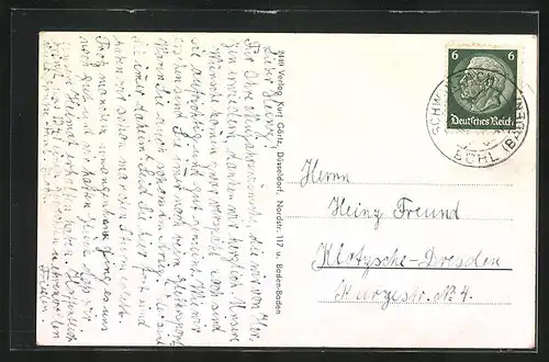 AK Schwarzach / Baden, Häuser an der Hauptstrasse