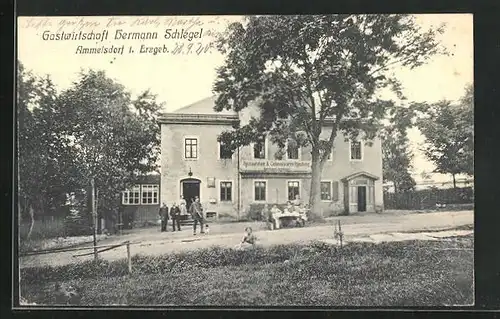 AK Ammelsdorf /Erzgeb., Gasthaus und Colonialwarenhandlung von Hermann Schlegel