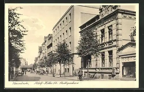 AK Neumünster, Strasse mit Stadtsparkasse