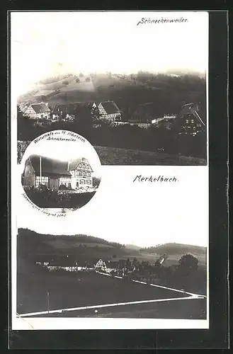 AK Schneckenweiler, Gasthaus von M. Härtrich, Ansicht von Merkelbach
