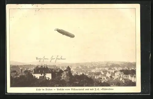AK Lahr i. B., Zeppelin Schwaben über dem Villenviertel