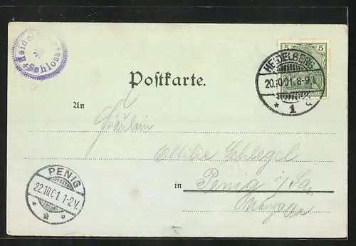 Mondschein-Lithographie Heidelberg, Teilansicht, Das grosse Fass, Perkeo