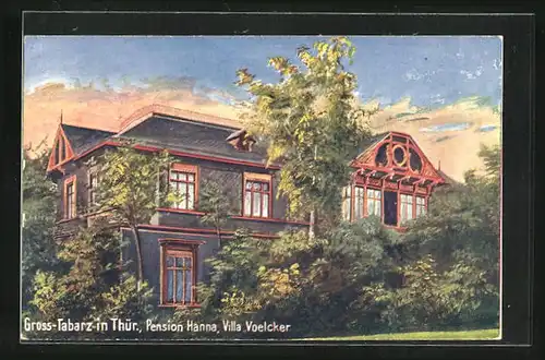 AK Gross-Tabarz in Thür., Pension Hanna, Villa Voelcker