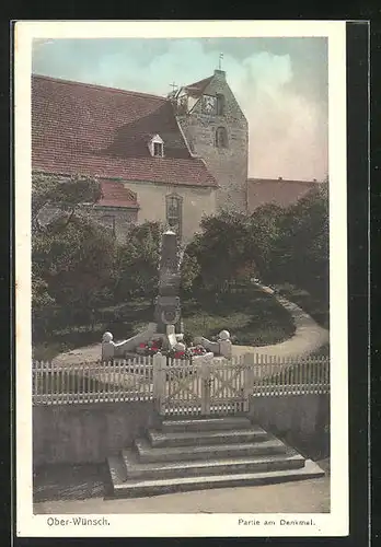 AK Ober-Wünsch, Partie am Denkmal