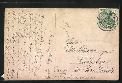 Foto-AK Risum, Bauernhaus 1911