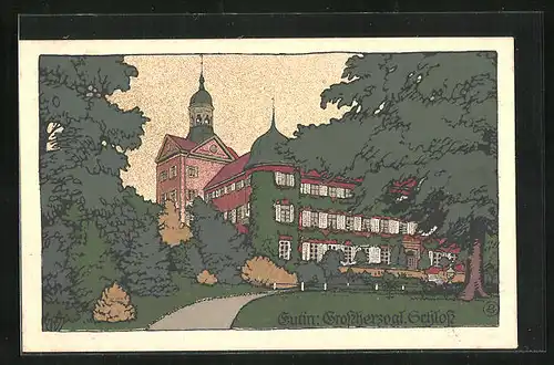 Steindruck-AK Eutin, Grossherzogliches Schloss