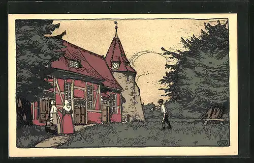 Steindruck-AK Suderburg a. d. I., Alte Kirche