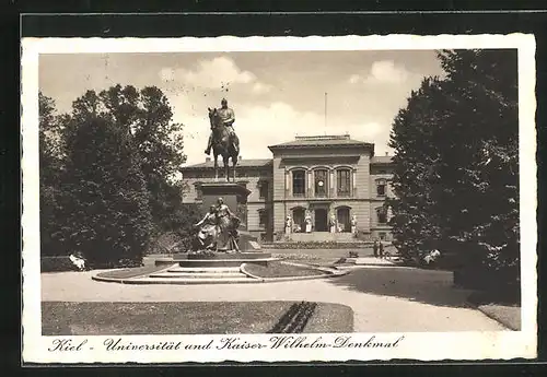 AK Kiel, Universität und Kaiser-Wilhelm-Denkmal