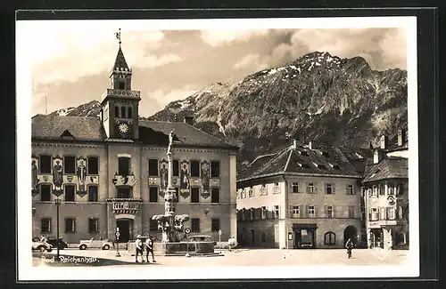 AK Bad Reichenhall, Rathaus mit Hochstauffen und Zwiesel