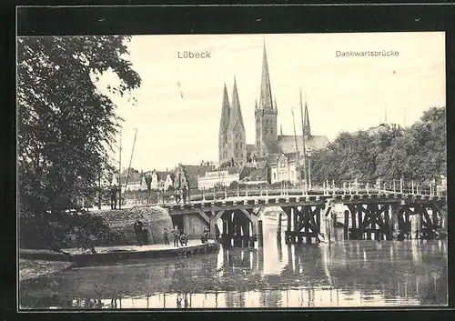 AK Lübeck, Dankwartsbrücke mit Dom