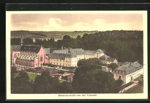 AK Marienstatt im Westerwald, Cistercienserabtei, Gesamtansicht von der Vroneck