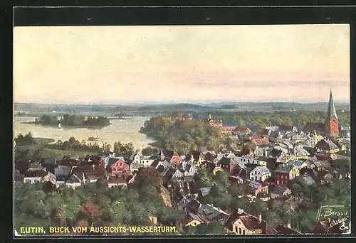 AK Eutin, Blick vom Aussichts-Wasserturm auf den Ort
