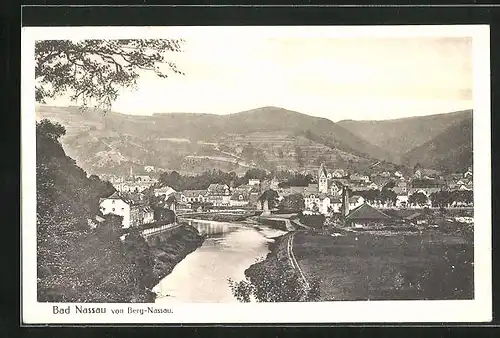 AK Bad Nassau, Teilansicht mit Brücke von Berg-Nassau