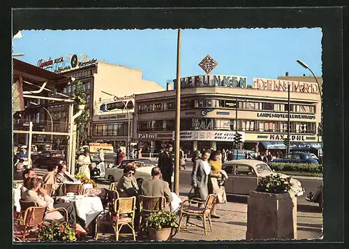 AK Berlin, Kurfürstendamm mit Café und Geschäften