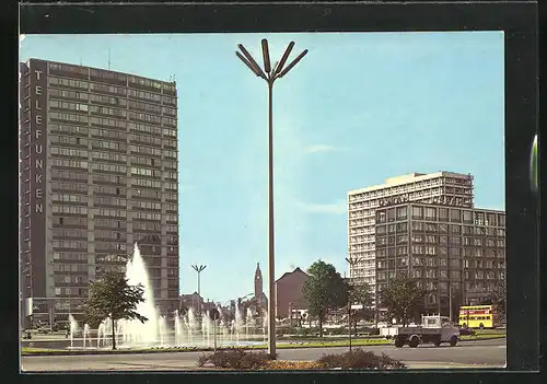 AK Berlin, Ernst-Reuter-Platz mit Springbrunnen