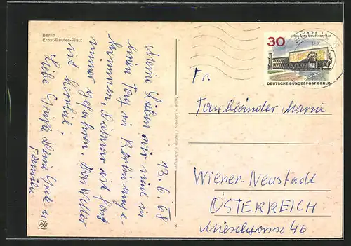 AK Berlin, Ernst-Reuter-Platz mit Springbrunnen