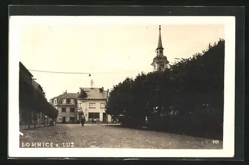 AK Lomnice n. Luz., Laterne über einer Strasse