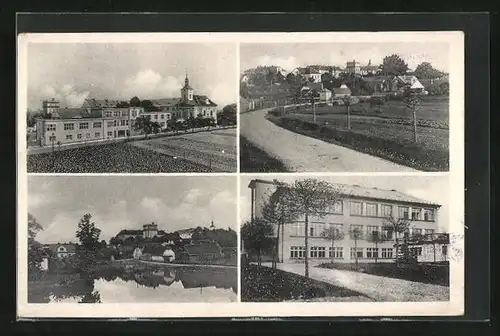 AK Oparschan, Strasse in die Stadt, Wohnviertel, Seepartie