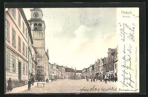 AK Trebon, Marktplatz mit Rathaus