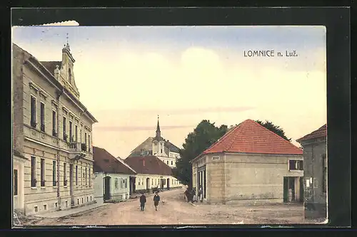 AK Lomnice n. Luz., Marktplatz am Rathaus