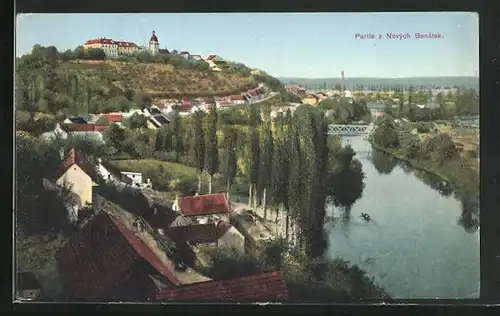 AK Nové Benátky, Häuser am Fluss