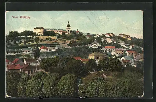 AK Nové Benátky, Teilansicht der Stadt mit Schloss