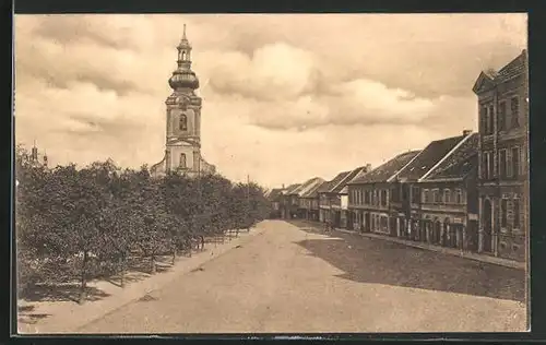 AK Kostelec nad Cernými Lesy, Hauptplatz mit Kirche