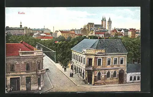 AK Kolin, Brücke in die Stadt, Kirche