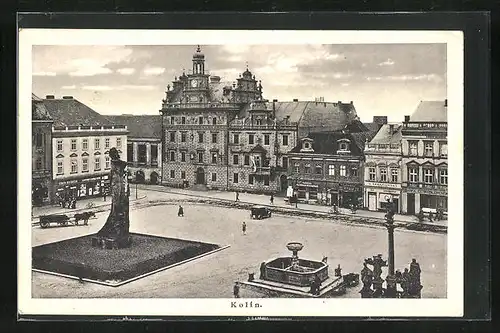 AK Kolin, Denkmal auf dem Hauptplatz