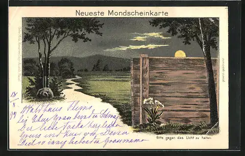 AK Landschaft mit aufgehendem Mond, Halt gegen das Licht