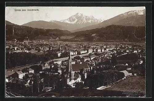 Foto-AK Fritz Gratl: Innsbruck, Ortsansicht aus der Vogelschau