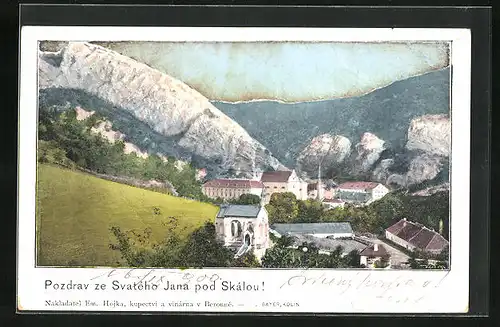 AK Svaty Jan pod Skalou, Ortsansicht aus der Vogelschau