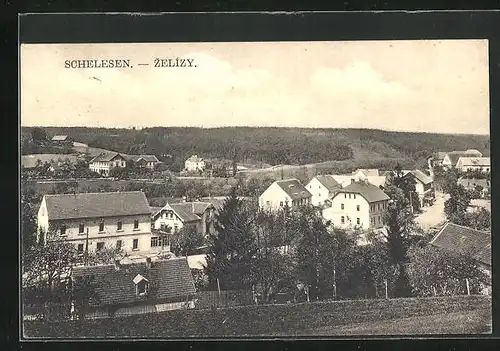 AK Schelesen / Zelizy, Ortsansicht aus der Vogelschau