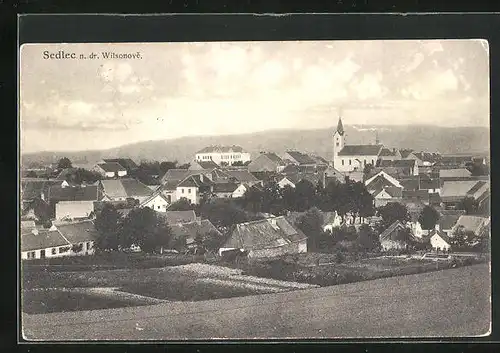 AK Sedlec n. dr. Wilsonove, Ortsansicht aus der Vogelschau