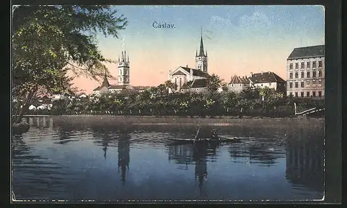 AK Tschaslau / Caslav, Blick zur Kirche