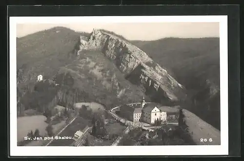 AK Svatý Jan pod Skalou, Kloster aus der Vogelschau