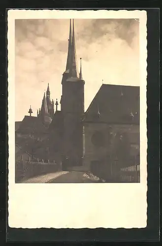 Foto-AK Erfurt, Dom und St. Severin-Kirche