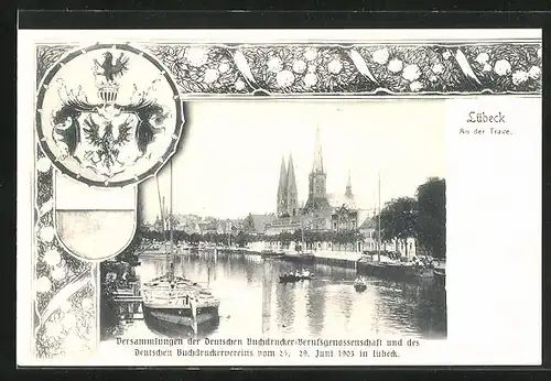 AK Lübeck, Partie an der Trave, Wappen