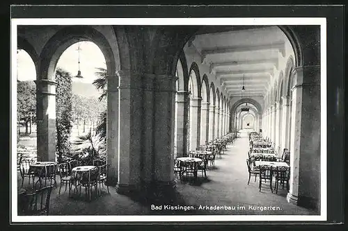 AK Bad Kissingen, Arkadenbau im Kurgarten