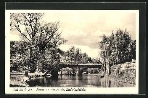 AK Bad Kissingen, Partie an der Saale, Ludwigsbrücke