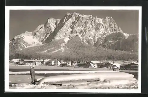 AK Ehrwald, Ortsansicht gegen Zugspitze