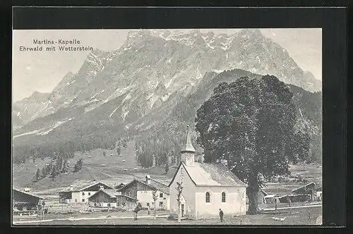 AK Ehrwald, Martins-Kapelle mit Wetterstein