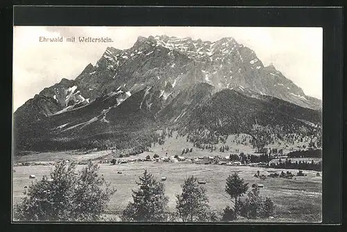 AK Ehrwald, Ortsansicht mit Wetterstein