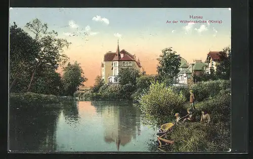 AK Hanau, Flusspartie an der Wilhelmsbrücke