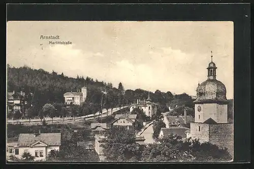 AK Arnstadt, Marlittstrasse aus der Vogelschau