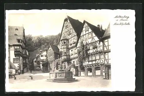 AK Miltenberg a. Main, Marktplatz mit Fachwerkhäusern